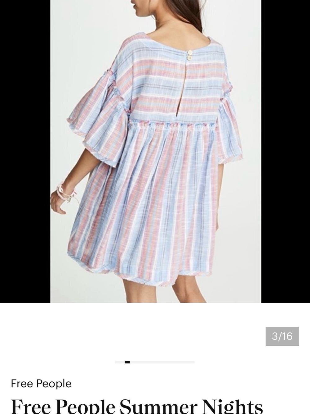 Free People Away at Sea Linen Blend Striped Mini dress and bonus Free People bag